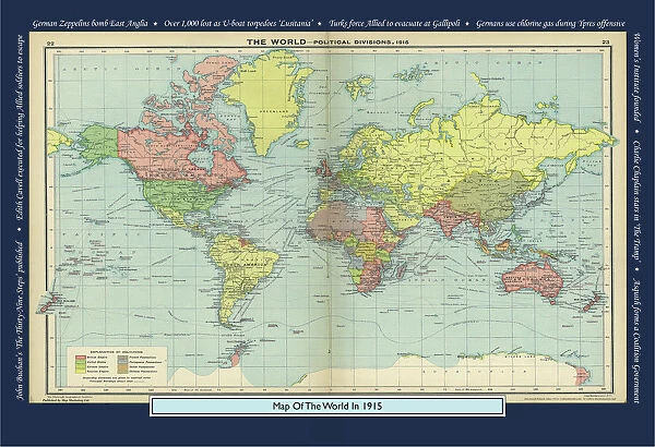 Historical World Events map 1915 UK version