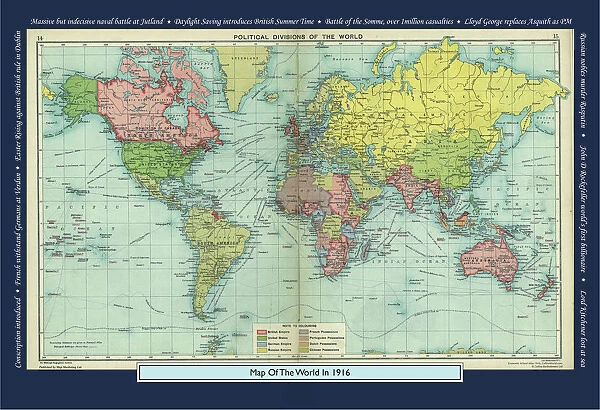 Historical World Events map 1916 UK version