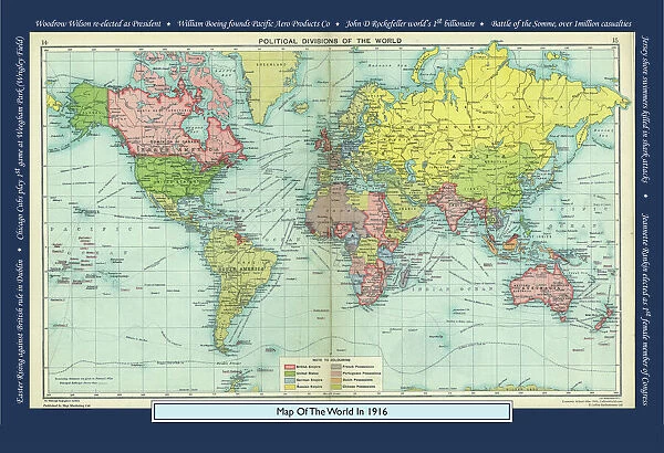 Historical World Events map 1916 US version