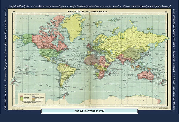 Historical World Events map 1917 US version