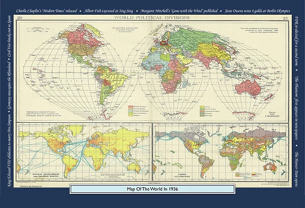 Historical World Events map 1936 US version
