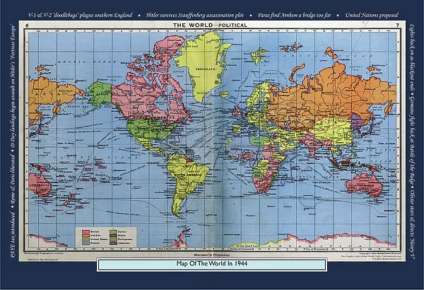 Historical World Events map 1944 UK version