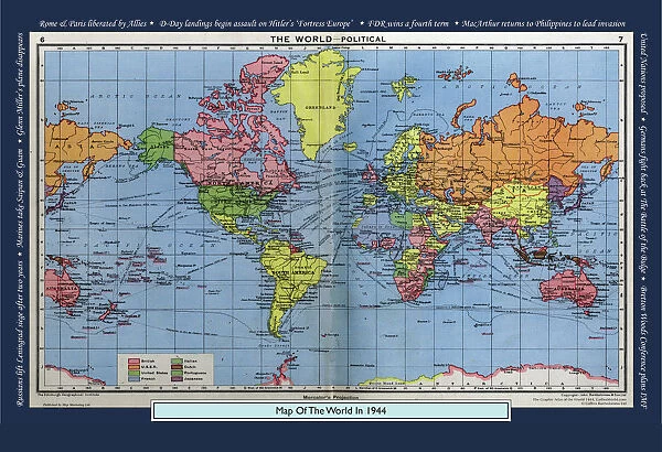 Historical World Events map 1944 US version
