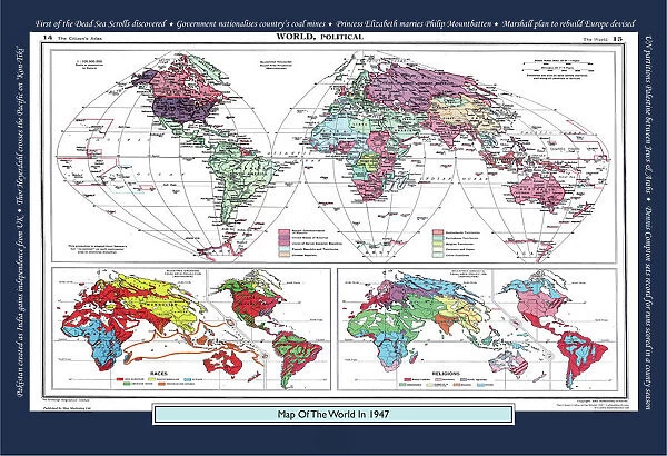 Historical World Events map 1947 UK version
