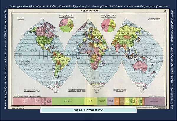 Historical World Events map 1954 UK version