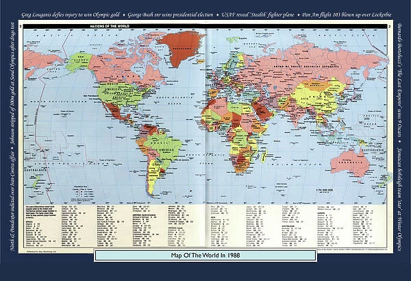 Historical World Events map 1988 US version