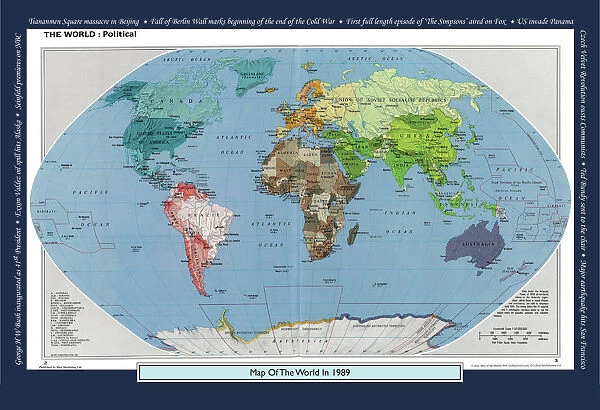 Historical World Events map 1989 US version