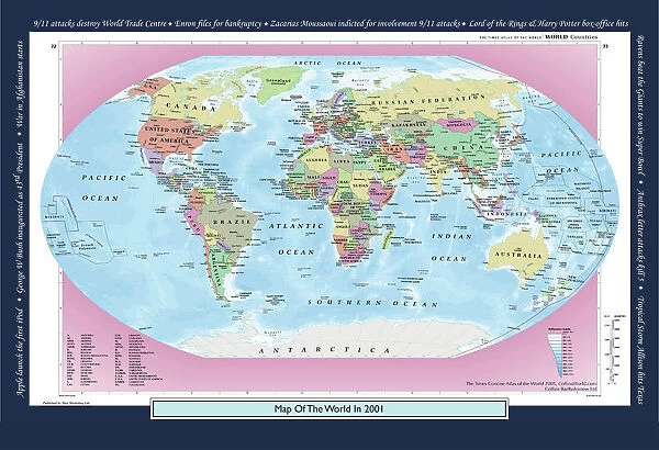 Historical World Events map 2001 US version