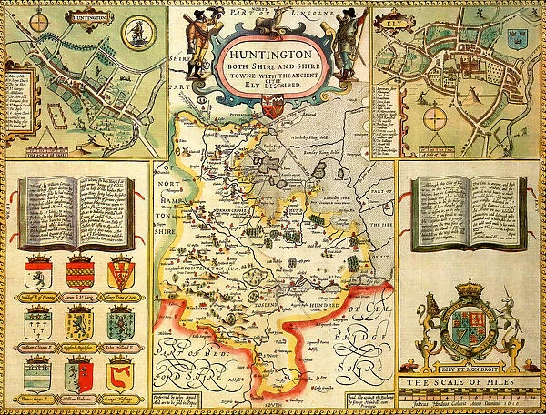 Huntingdonshire Historical John Speed 1610 Map