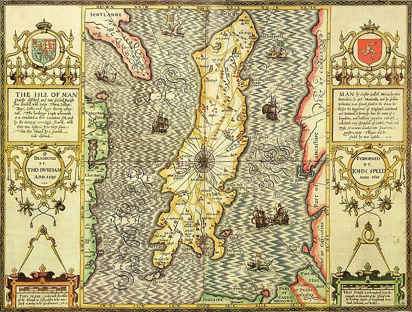 Isle of Man Historical John Speed 1610 Map