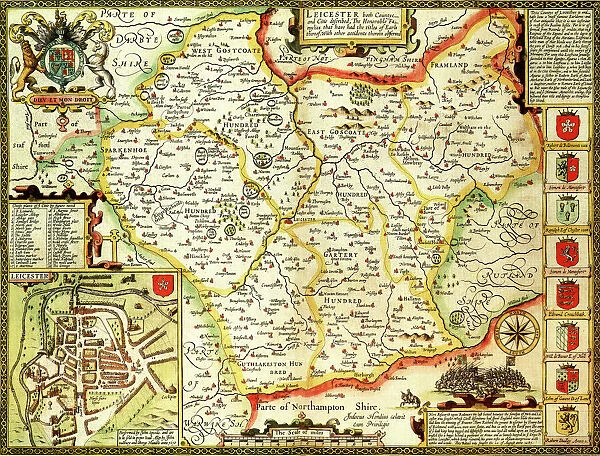 Leicestershire Historical John Speed 1610 Map