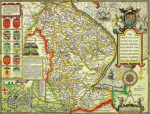 Lincolnshire Historical John Speed 1610 Map