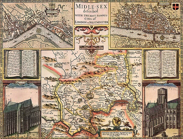 Middlesex Historical John Speed 1610 Map