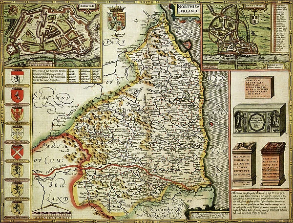 Northumberland Historical John Speed 1610 Map