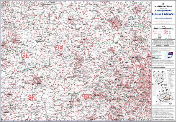 Postcode Sector Map sheet 7 Berkshire, Buckinghamshire and Oxfordshire