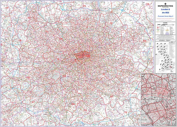 Postcode Sector Map sheet 8 London and M25