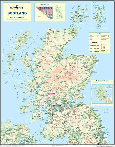 Scotland Road Map. A Scotland road map ideal for planning travel either
