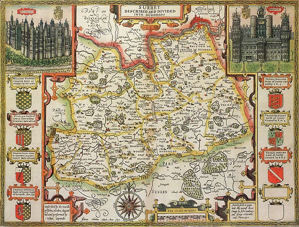 Surrey Historical John Speed 1610 Map