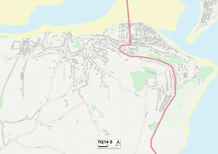 Framed Print : Teignbridge TQ14 0 Map