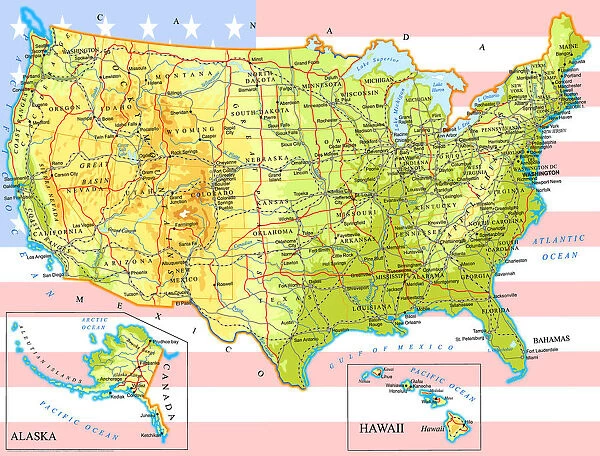 USA Stars and Stripes Map