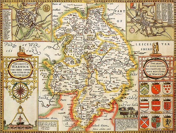 Warwickshire Historical John Speed 1610 Map
