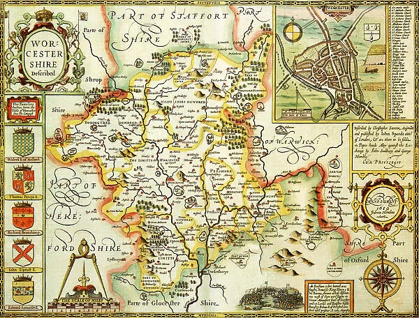 Worcestershire Historical John Speed 1610 Map