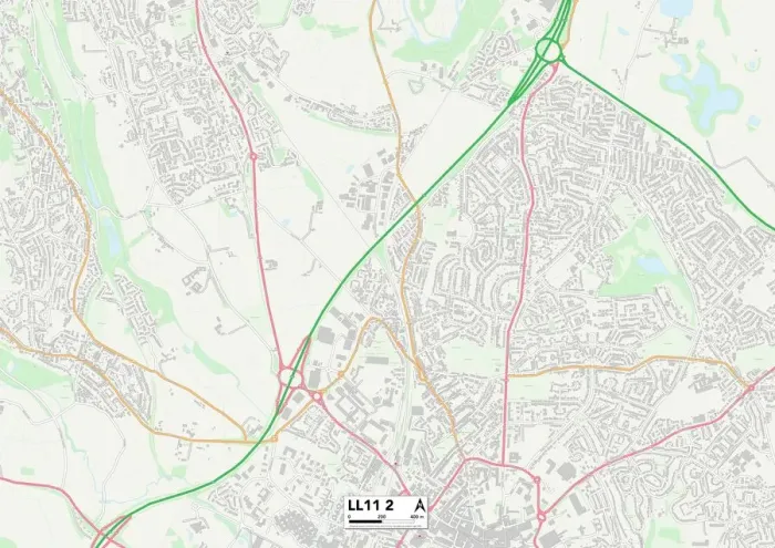 Framed Print : Wrexham LL11 2 Map