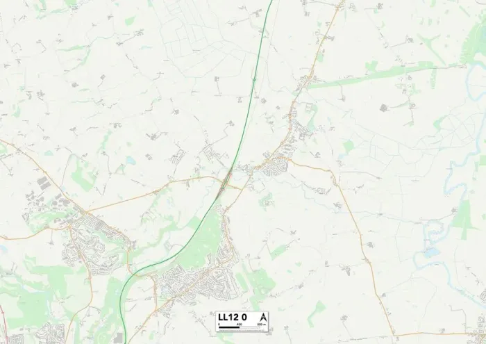 Framed Print : Wrexham LL12 0 Map