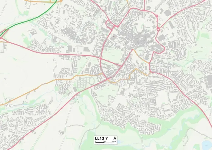 Framed Print : Wrexham LL13 7 Map