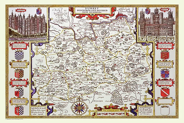 Old County Map of Sussex 1611 by John Speed