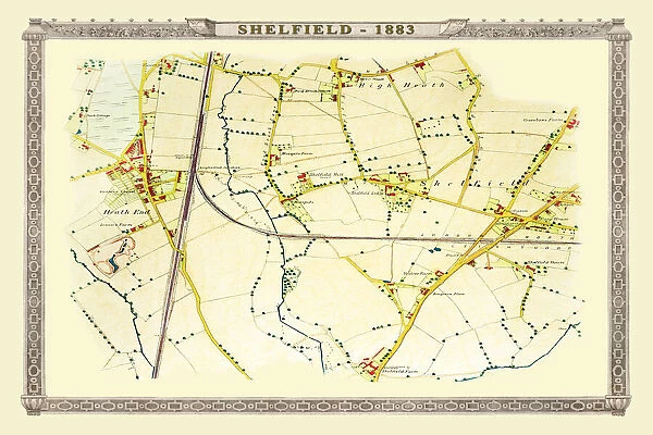 Old map of the Village of Shelfield near Walsall 1886