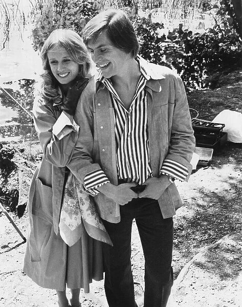 Alan Price and Jill Townsend on location filming 'Alfie Darling'