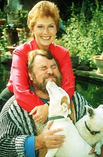 Brian Blessed actor with his wife and dogs