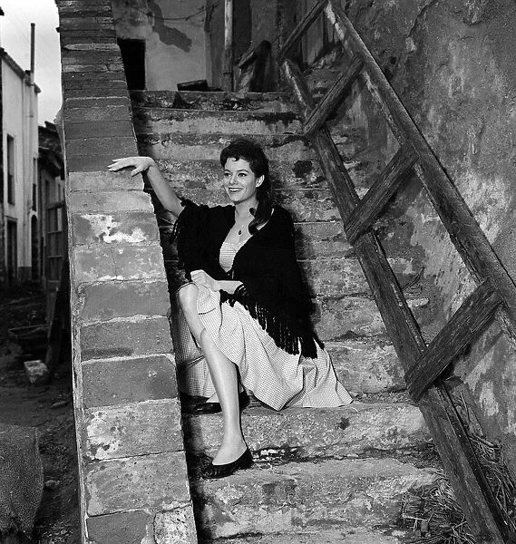 Italian Lucianna Paluzzi February 1958 Film star actress on the set of '