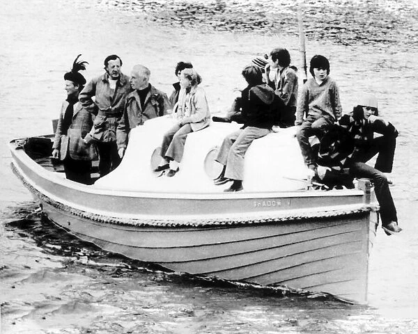 Lord Louis Mountbatten his two sons in law and grandchildren return from a fishing trip