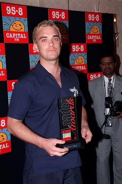 Robbie Williams Singer April 1998 At the 98. 5 Capital FM London Awards at The Royal