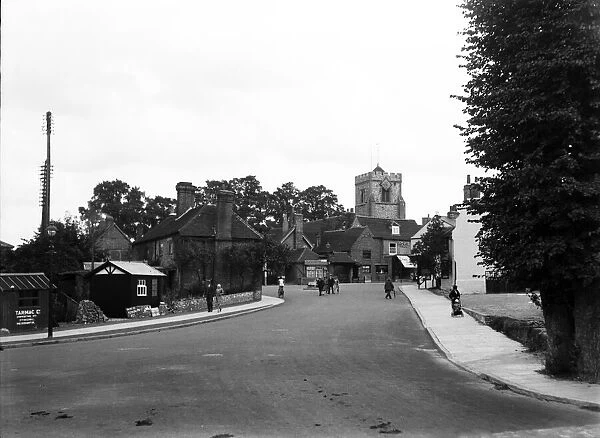 St. Martins church seen from Bury Street, Ruislip, London. Circa 1930