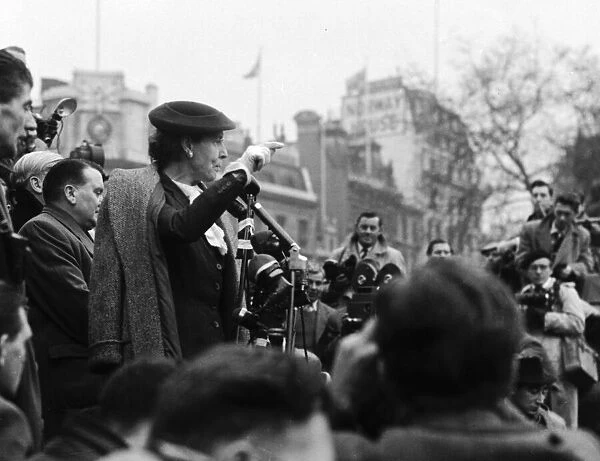 Suez Crisis 1956 Edith Summerskill speaking at an anti war demonstration in