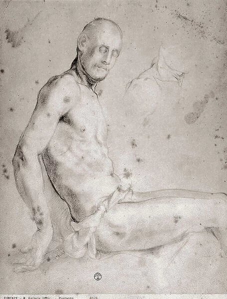 Seated male figure. Drawing by Pontormo, in the Gabinetto dei Disegni e delle Stampe, at the Uffizi Gallery, in Florence