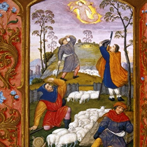 Annunciation to the shepherds. Book of hours Tour et Taxis
