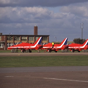 BAe Systems Hawks RAF Red Arrows line up Scampton 2008