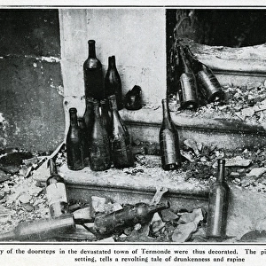 Bottles in the ruins of Termonde, Belgium, WW1