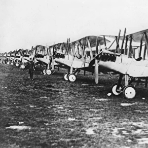 British BE2C biplanes on an airfield, Gosport, WW1