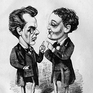 Caricature of Harry Paulton and Johns Clarke, actors