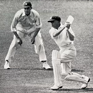 Don Bradman batting at Perth, Hammond in slips