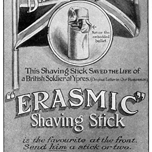 Erasmic shaving stick advertisement, WW1