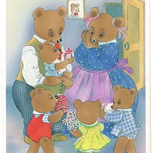 Family of Bears in domestic setting