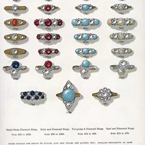 Fine gem rings in ruby, diamond, turquoise and opal