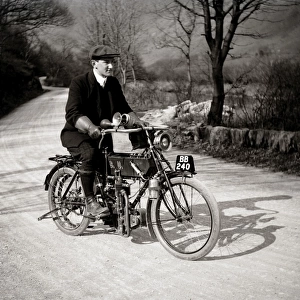 Gentleman on 1904 NSU motorcycle