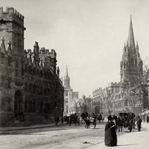 High Street, Oxford, spires, pedestrians, carriages